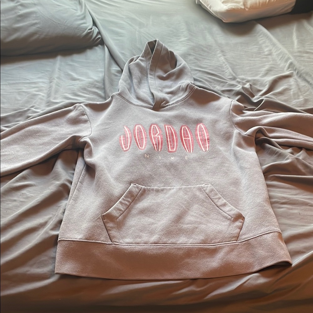 Nike Jordan Hoodie in Gray with Pink Accents